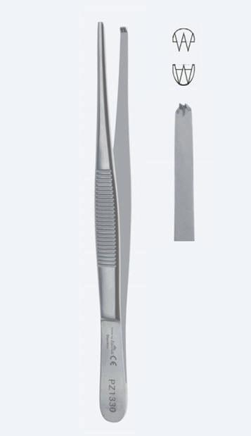 Пінцети, хірургічні, "Standard", для тканин, прямі, кінчик 4,1 мм, зубці 2 х 3, загальна довжина 250 мм, 10". Бренд - Asanus Medizintechnik Gmb, Німеччина